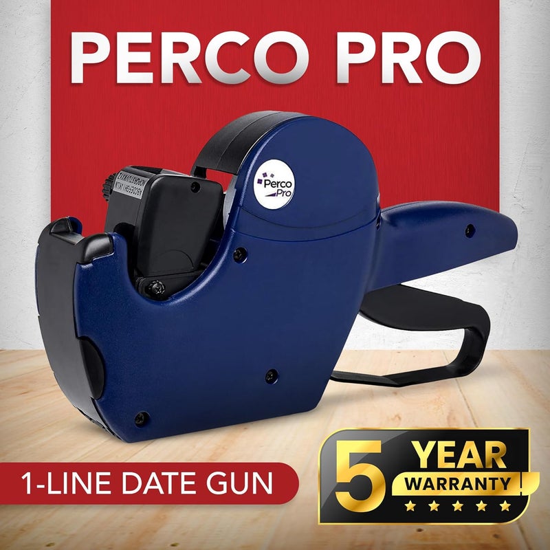 Perco Pro 1 Line Date Gun, 8 Digit 1 Line Date Label Gun Preloaded with Roll of 1000 White Labels, Preloaded Ink Roll - Image 4