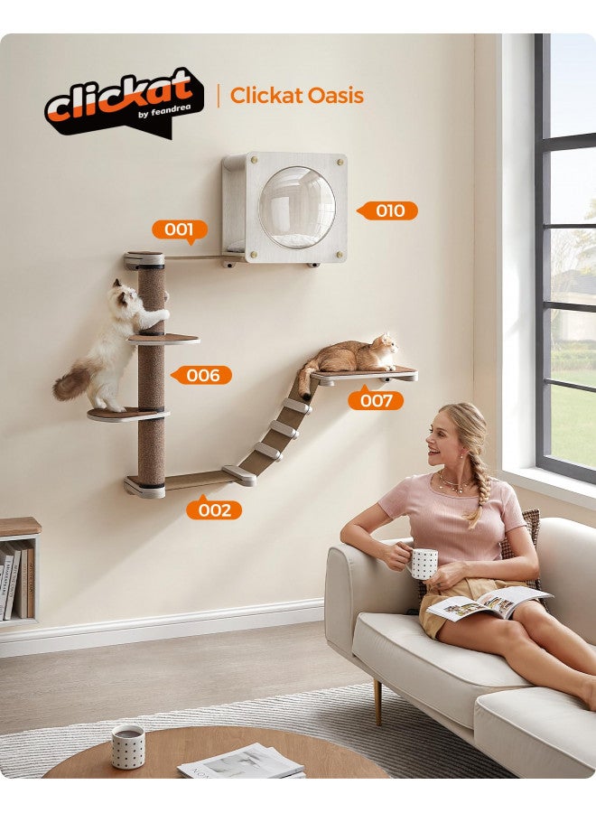 FEANDREA Feandrea Clickat Oasis - Cat Wall Furniture, Set of 5, Cat Wall Shelf, Wall-Mounted Cat Hammock, Scratching Post, Cave, Extremely Quick Assembly, Unlimited Expandability, Replaceable Module and Parts  - Image 1