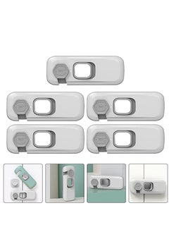 KASTWAVE 5 pcs Baby Proofing Safety Lock Child Safety Cabinet Latches U Shaped Baby Safety Latches for Furniture Kitchen Toilet Seats Light Grey Lock Window Lock Kids  - Image 4