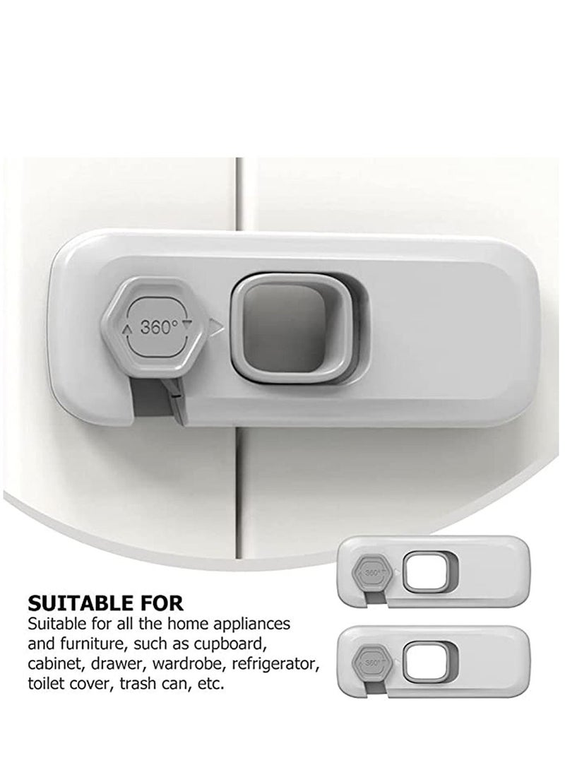 KASTWAVE 5 pcs Baby Proofing Safety Lock Child Safety Cabinet Latches U Shaped Baby Safety Latches for Furniture Kitchen Toilet Seats Light Grey Lock Window Lock Kids - Image 2