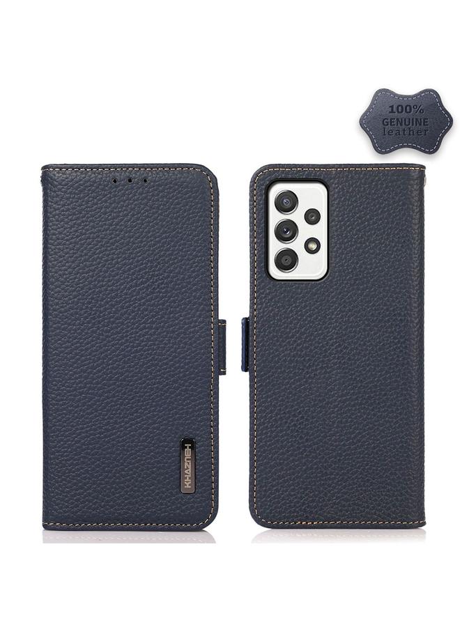 S-TOP Case For Samsung Galaxy A52 5G KHAZNEH Side-Magnetic Litchi Genuine Leather RFID Phone Case - Image 1