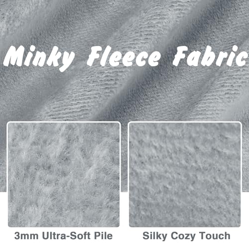 Entisn Minky Fabric by The Yard, 1 Yard x 60 Inch Wide Pre-Cut Minky Fleece Fabric Gray Cuddle Minky Fabric, Soft Plush Fabric Solid Minky for Blanket, Pillow Cover, Scarf, Sewing - Image 3