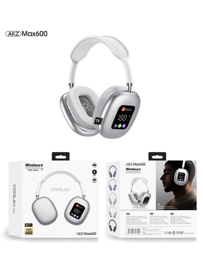 AKZ The MAX600 wireless ear-hook Bluetooth headphones feature an RGB display and card reader, ultra-long battery life, and are ideal for sports. - Image 1