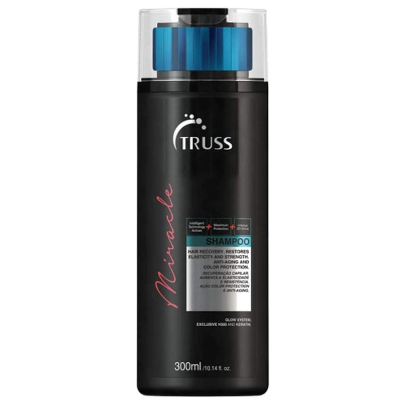 Truss شامبو شعر ترس المعجزة - شامبو مضاد للشيخوخة وحماية اللون للنساء والرجال - مص formulated مع الكيراتين وفيتامين E للمساعدة في استعادة المرونة واللمعان (10.14 أونصة)  - Image 1