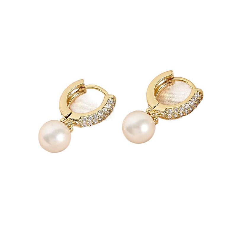 DGG Gold Pearl Earrings with Drop Accent Lightweight Jewelry for Daily Wear and Dressy Styling - Image 2
