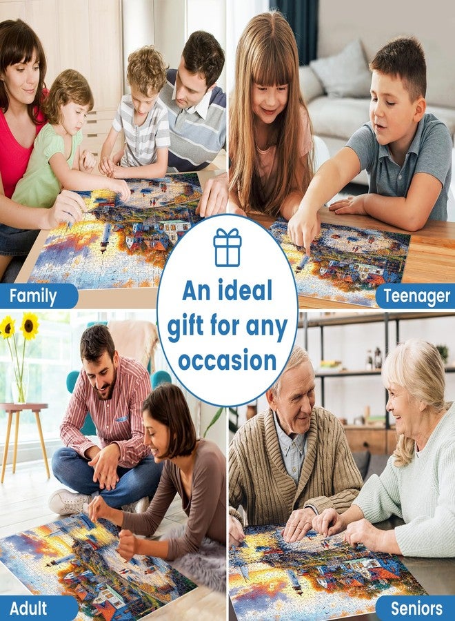 VOLUVOLU 1000 Pieces Puzzles for Adults, Fall Seaside Puzzle, Fishing Village Jigsaw Puzzles 1000 Pieces, Creative Play Holiday Party Gifts Artwork Wall Home Decor, Funny Puzzle for Adults, 28×20 in - Image 5