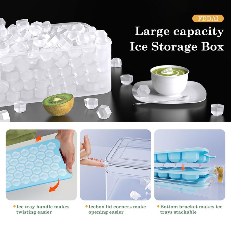 FDDAI Small Ice Cube Tray for Freezer: FDDAI Easy Release Ice Cube Maker - Plastic Stackable Cubed Ice Trays and Bin - Making Tiny Honeycomb Icecubes - Image 3