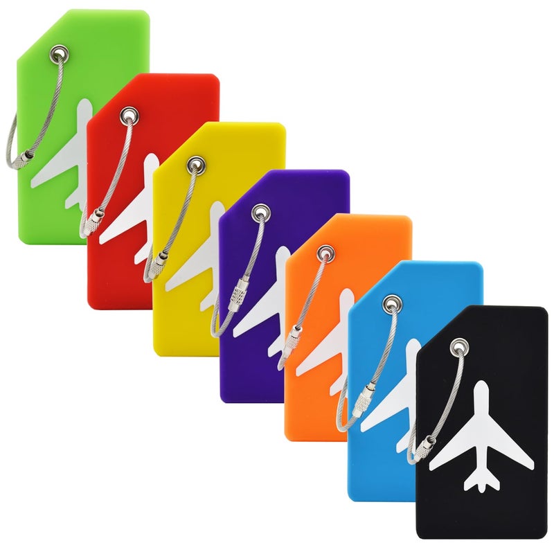 MODENGKONGJIAN 7 Pack Silicone Luggage Tag Baggage Handbag Travel Suitcase Tags with Name ID Card Perfect to Quickly Spot Luggage Suitcase Multicolor