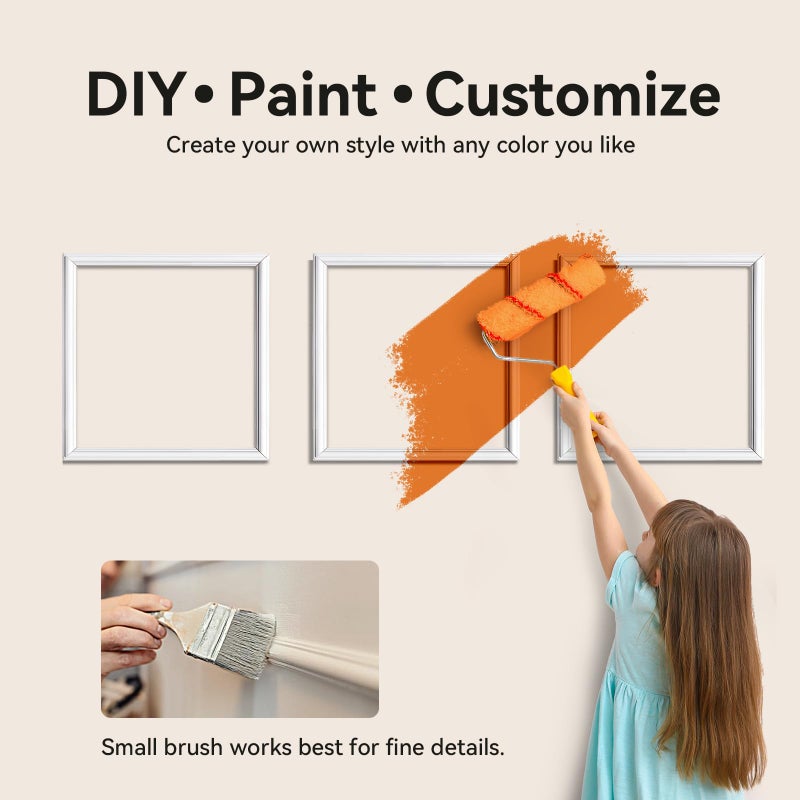 U-pick Upick Wall Molding Kit, Pre-Cut Peel and Stick Paintable Wainscoting Panels, Decorative Trim for Accent Walls (20"x20", 3-Frame Set) - Image 5
