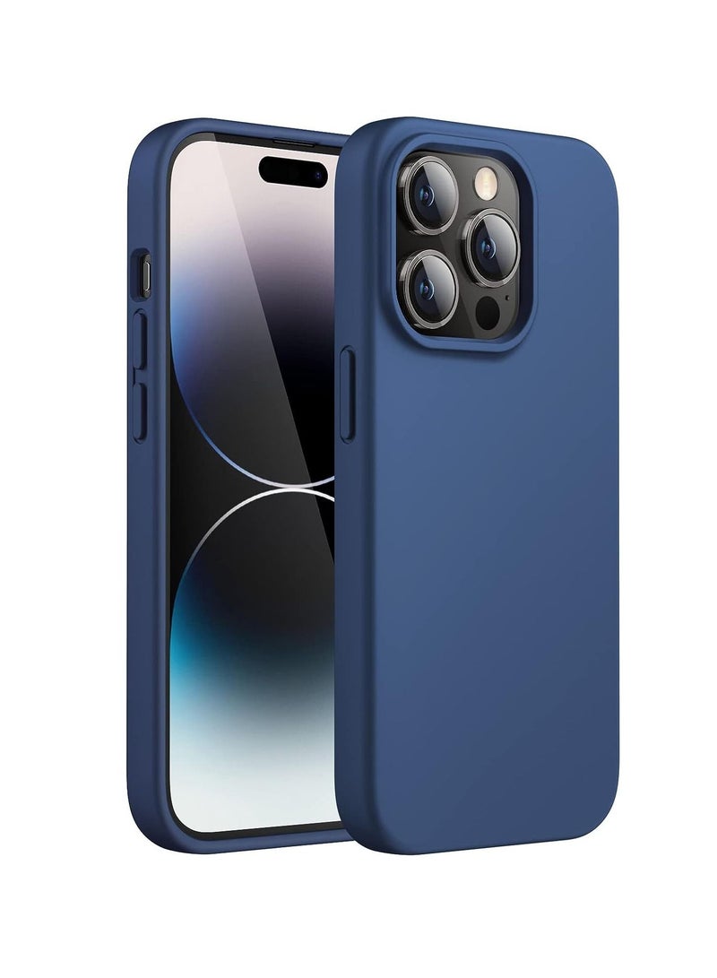 واي آند دي جراب من السيليكون لهاتف iPhone 14 Pro مقاس 6.1 بوصة ، جراب هاتف واقٍ لكامل الجسم ناعم حريري الملمس ، غطاء مقاوم للصدمات مع بطانة من الألياف الدقيقة باللون الأزرق