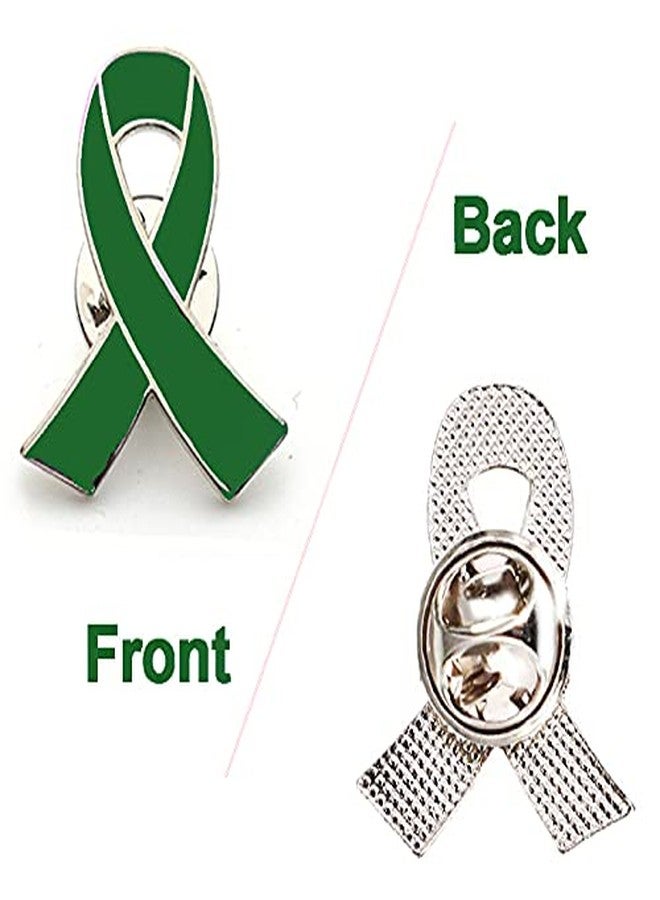 Alodidae 25 Pcs Green Ribbon Pin Mental Health Awareness Brooch - Image 2