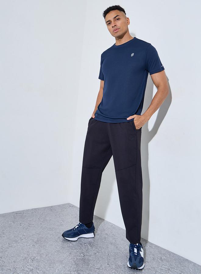 Styli Navy Blue Regular Fit Activewear T-Shirt with Front and back Reflector Print - Image 2