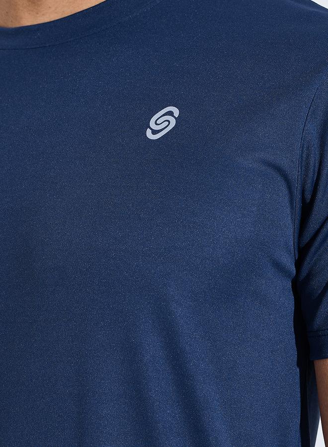 Styli Navy Blue Regular Fit Activewear T-Shirt with Front and back Reflector Print - Image 4