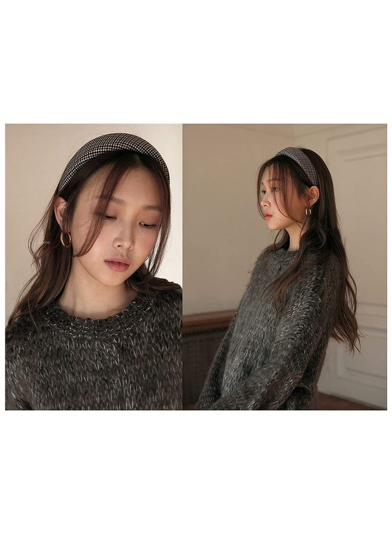 3PCS Vintage Plaid Wide Headbands for Women - Retro Comfy Non-Slip Hair Accessories, Checkerboard Style Hair Wraps for Girls - Image 4