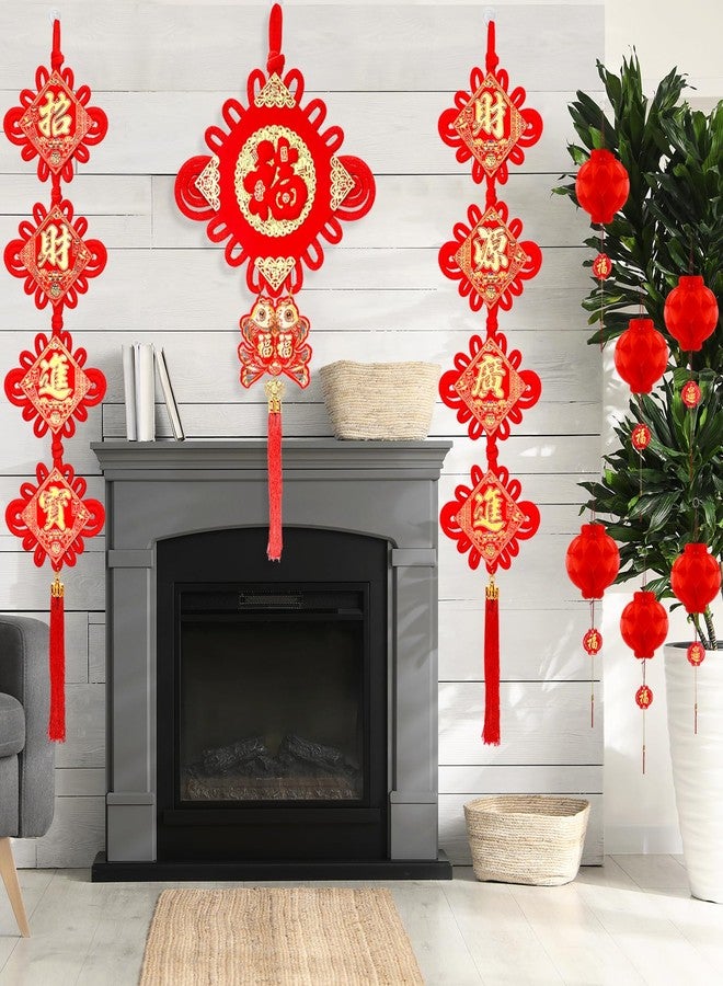 CWLAKON Chinese New Year Decorations 2024, Red Chinese Knot Fu Character 3D Twin Fish Charm Tassel Hanging Ornaments, Chinese Couplets, Chinese Red Paper Lanterns, Lunar New Year Spring Festival Year - Image 5