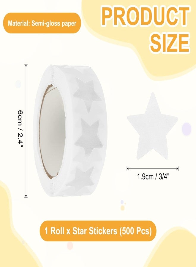 PATIKIL Star Stickers Roll 3/4", 500 Pcs Self-Adhesive Reward Stickers Star Labels for Behavior Chart Classroom Teacher Supplies and DIY Craft, White - Image 2