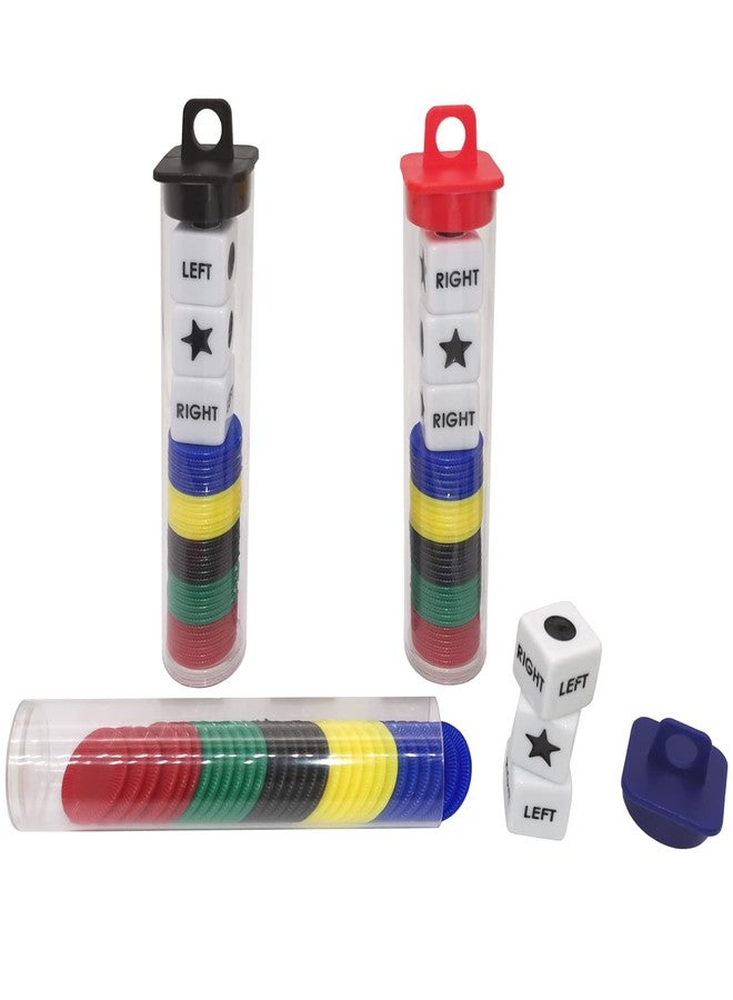 Ahoper Left Right Center Dice Game Prime Set Bundle with 3 Dices + 30 Chips - 3 Sets Assorted Colors Round Tube Storage is Very Convenient for Travel. Easy to Store, Carry Around.(3 Pack) - Image 3
