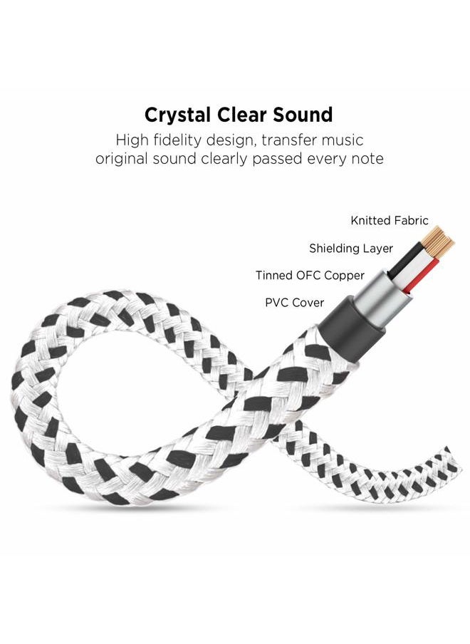 DUKABEL - Headphone Splitter, Knitted 3.5mm Audio Splitter TRS 3-Pole Aux Splitter Cable for Headphones Earphones Speakers -Zebra White - Image 1