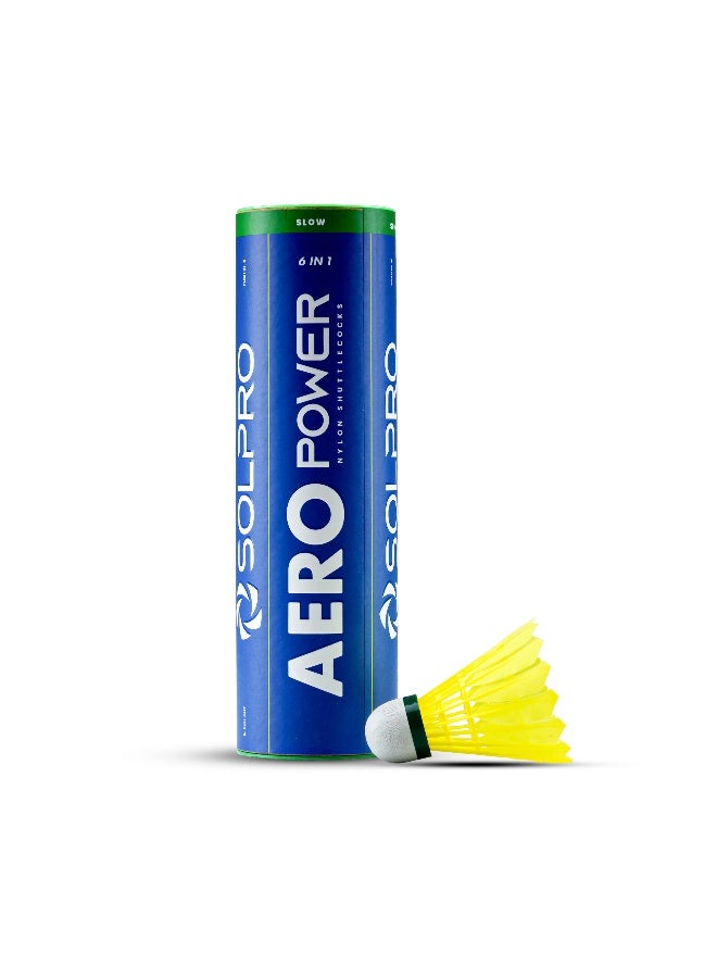 SOLPRO Aero Power Nylon Badminton Shuttlecock | Pack of 6 - Image 1