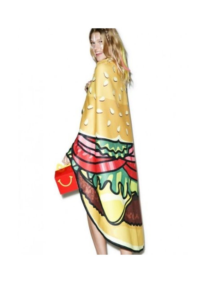 NIBEMINENT 3D Print Beach Towel Beige/Red/Green - Image 2