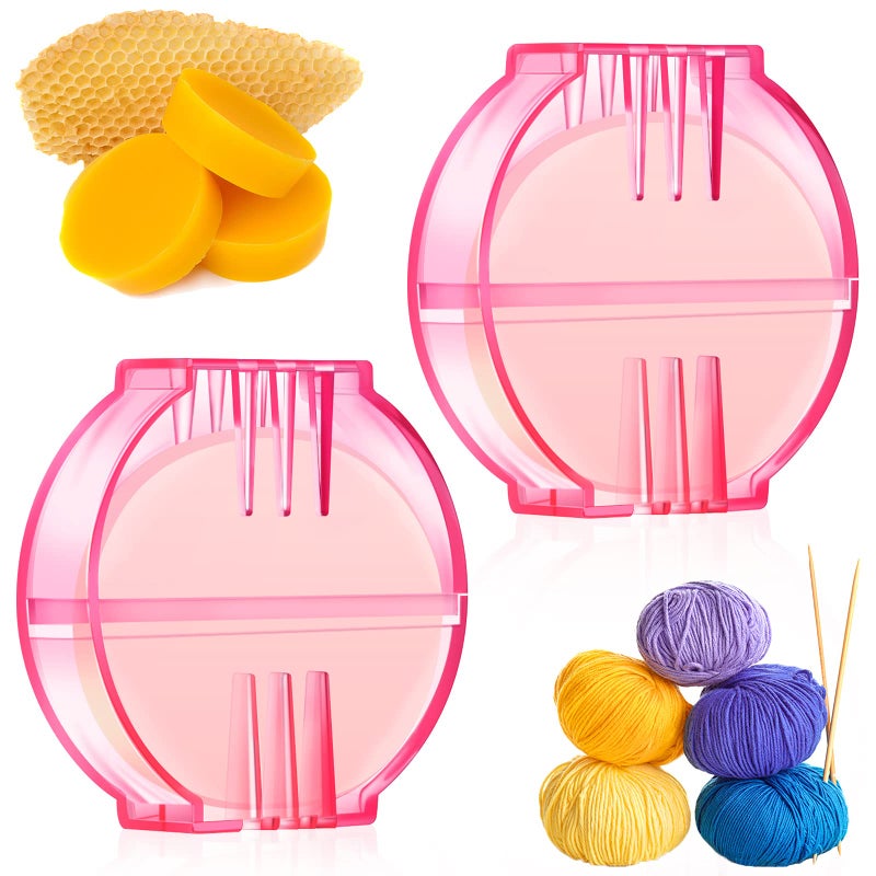 Leelosp 2 Pieces Beeswax Thread Conditioners Sewing Beeswax Strengthening Bees Wax Round Holders Red Conditioners Thread Wax Sewing Supplies for Quilt Making Strengthening Line 