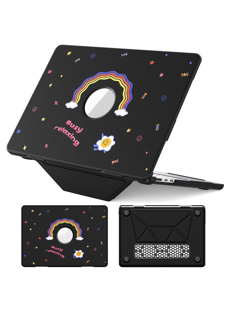 غطاء تبريد متوافق مع MacBook Air مقاس 13.6 بوصة (M2 A2681/M3 A3113/M4 A3240): غطاء واقي كامل مغناطيسي بحامل جلدي، مقاوم للسقوط والخدوش.