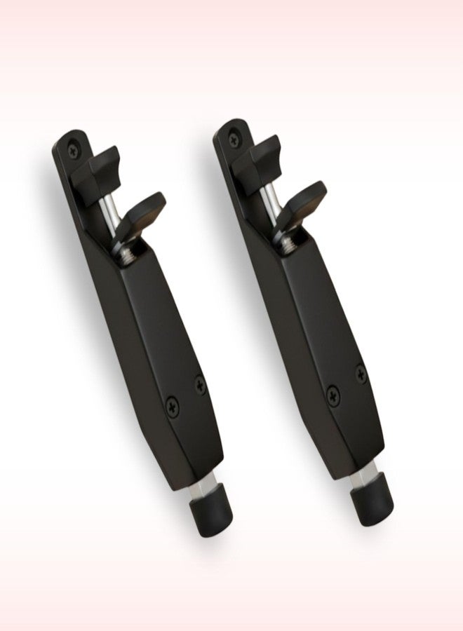 Onepro Kickdown Door Stopper Heavy-Duty Adjustable Stopper with Foot Pedal Anti-Slip Rubber Base for Secure Door Holding Spring Loaded Step On/Off (Matte Black Finish, Pack of 2) - Image 1