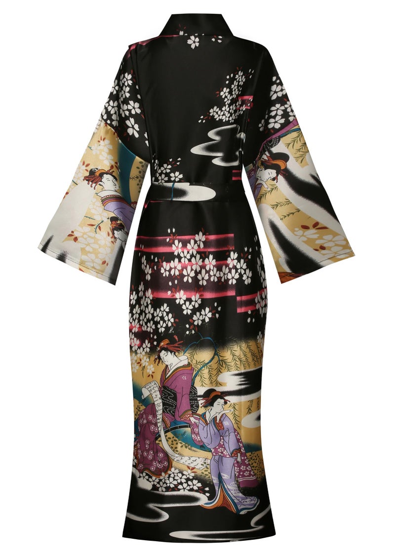 MissNina Women's Silky Kimono Robes Long Satin Bathrobes Silk Robes Japanese Dressing Gowns - Image 2