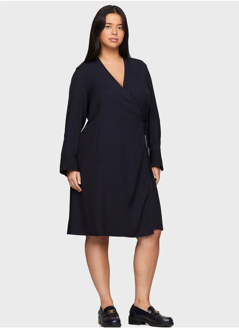 TOMMY HILFIGER Surplice Neck Wrap Dress