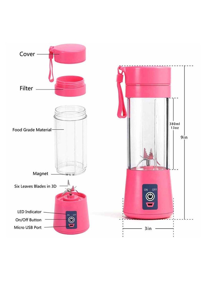 توشيونيكس خلاط وعصارة بتصميم محمول قابل للشحن مزود بعدد 6 شفرات 380 ml 1000 W HM-03 وردي - Image 3