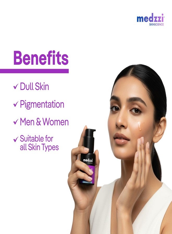 Medzzi 10% Vitamin C Face Serum with Hyaluronic Acid & Niacinamide | Brightening, Hydration & Even Skin Tone | For Men & Women | All Skin Types | 30 ml - Image 4