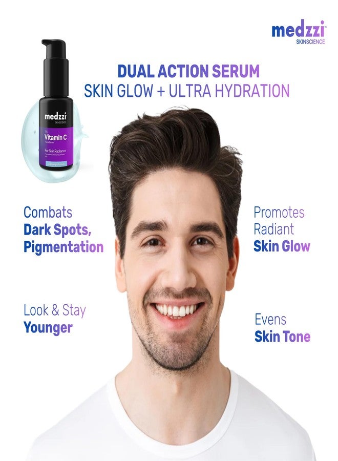 Medzzi 10% Vitamin C Face Serum with Hyaluronic Acid & Niacinamide | Brightening, Hydration & Even Skin Tone | For Men & Women | All Skin Types | 30 ml - Image 5