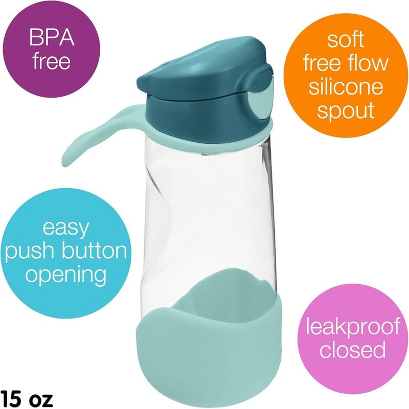 B.Box - Sport Spout Drink Bottle 450ML With Flip Top Lid - Green - 445 - Image 2