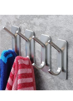Oasisgalore 4 Pack Stainless Steel Adhesive Hooks, Wall Hooks for Towels, Coats, Robes in Bathroom/Kitchen, Stick-On Design  - Image 1