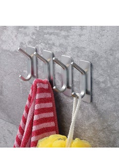 Oasisgalore 4 Pack Stainless Steel Adhesive Hooks, Wall Hooks for Towels, Coats, Robes in Bathroom/Kitchen, Stick-On Design  - Image 2