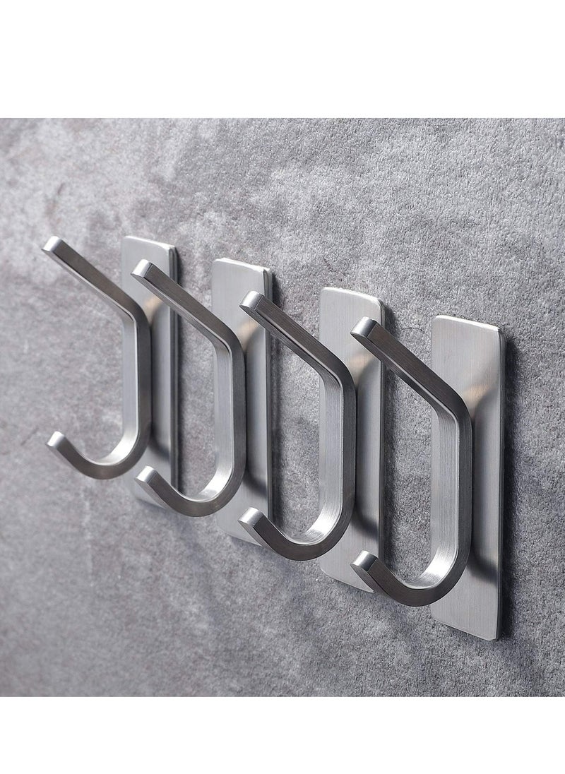 Oasisgalore 4 Pack Stainless Steel Adhesive Hooks, Wall Hooks for Towels, Coats, Robes in Bathroom/Kitchen, Stick-On Design  - Image 3
