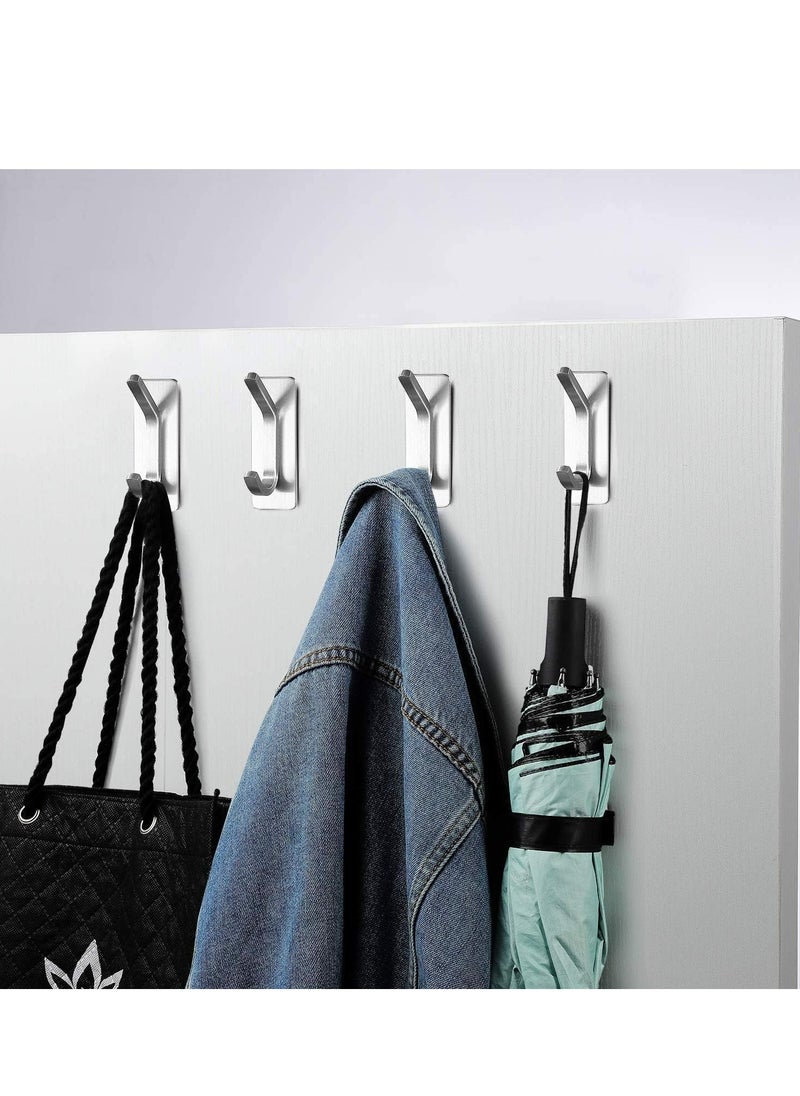 Oasisgalore 4 Pack Stainless Steel Adhesive Hooks, Wall Hooks for Towels, Coats, Robes in Bathroom/Kitchen, Stick-On Design  - Image 4