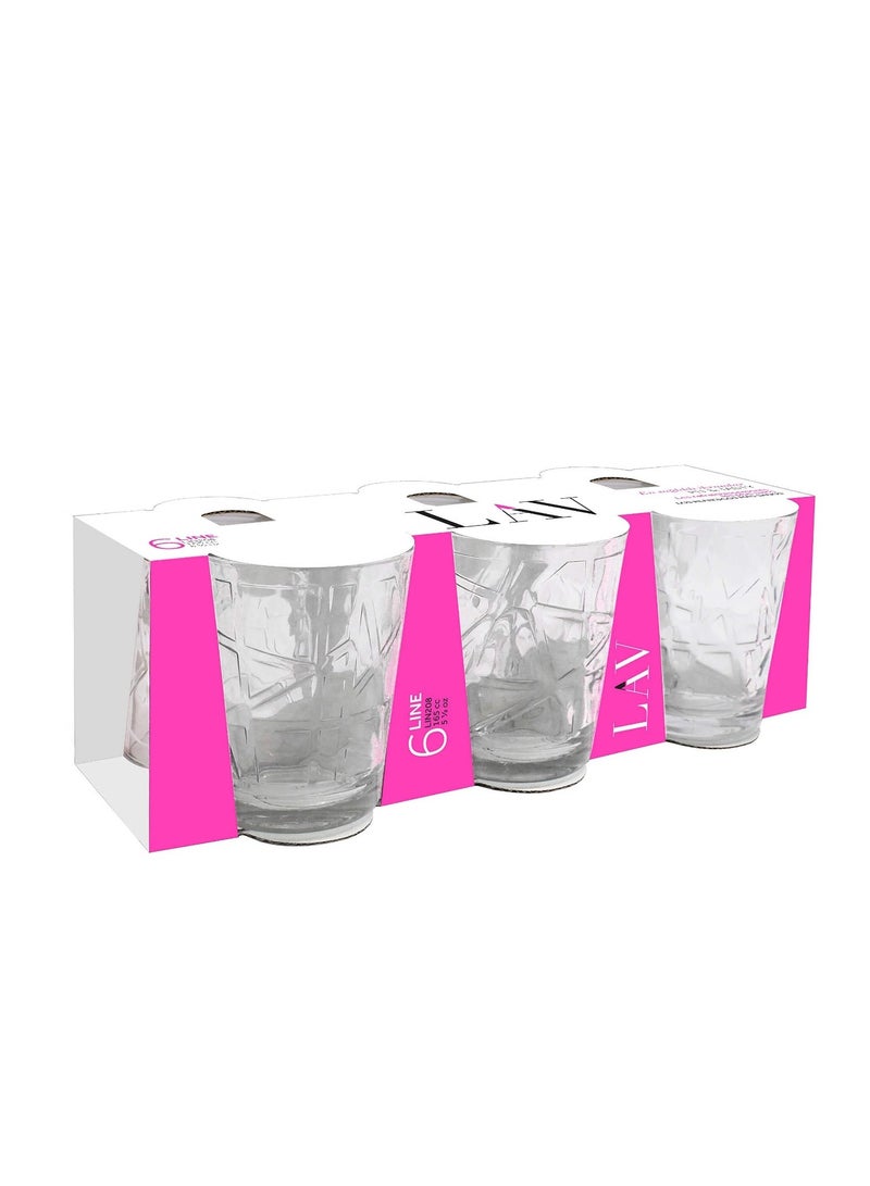 LAV 6 Pieces Line Water Glass Set 165 Ml - Clear - Image 4