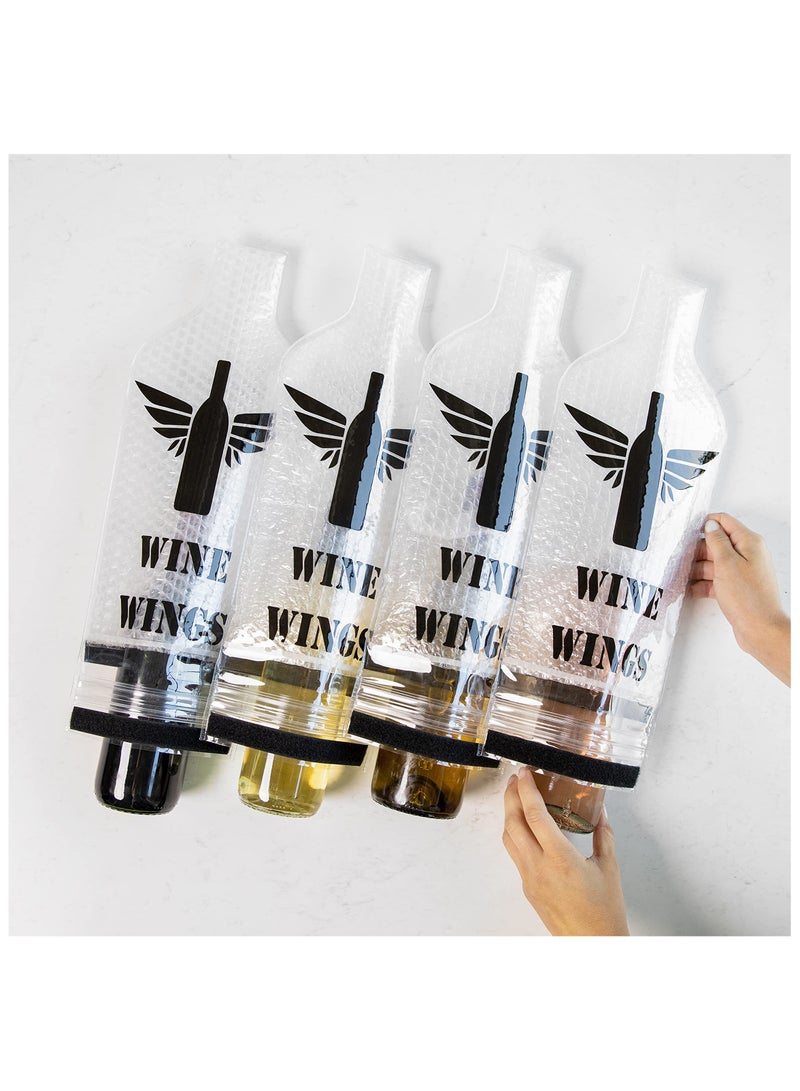 Eowhitu Eowhitu Wine Bag for Travel, Bottle Shield Leak Proof, Reusable Bottle Protector Sets, Luggage Sleeve Case for Airplane, Wine Accessory Sets Pack of 4 Wings  - Image 4