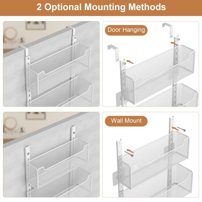 VyGrow Over The Door Organizer, 8-tier Metal Door Organizer Hanging with Adjustable Baskets, Behind The Door Storage for Bedroom Closet Bathroom Pantry Cabinet Kitchen, White - Image 4