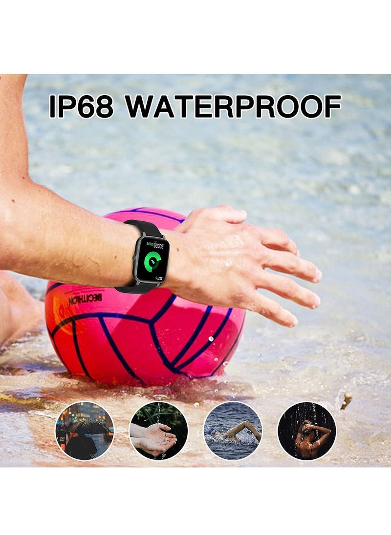 Generic - 1.7-inch Smart Watch, Dial/Receive Calls, Compatible with Android/iOS Phone, Fitness Tracker with Heart Rate Monitor, Blood Oxygen, Sleep, Multi-sport Modes, IP68 Waterproof Smartwatch (Black) - Image 1