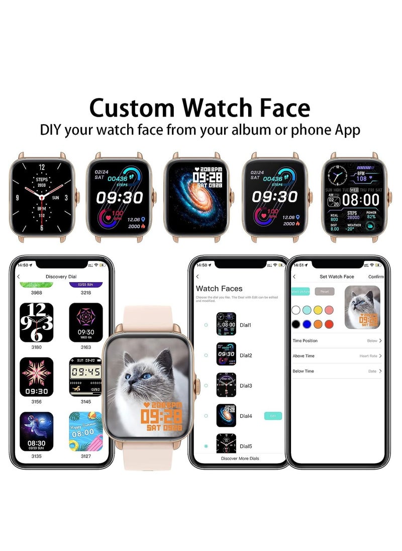 Generic - 1.7-inch Smart Watch, Dial/Receive Calls, Compatible with Android/iOS Phone, Fitness Tracker with Heart Rate Monitor, Blood Oxygen, Sleep, Multi-sport Modes, IP68 Waterproof Smartwatch (Black) - Image 1