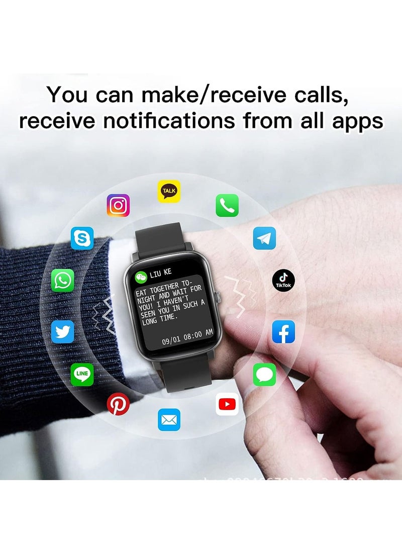 Generic - 1.7-inch Smart Watch, Dial/Receive Calls, Compatible with Android/iOS Phone, Fitness Tracker with Heart Rate Monitor, Blood Oxygen, Sleep, Multi-sport Modes, IP68 Waterproof Smartwatch (Black) - Image 1
