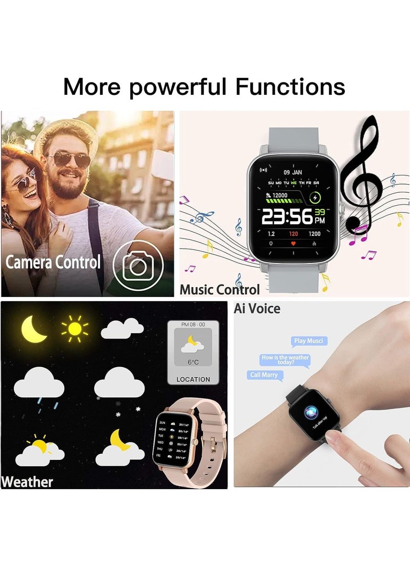 Generic - 1.7-inch Smart Watch, Dial/Receive Calls, Compatible with Android/iOS Phone, Fitness Tracker with Heart Rate Monitor, Blood Oxygen, Sleep, Multi-sport Modes, IP68 Waterproof Smartwatch (Black) - Image 1
