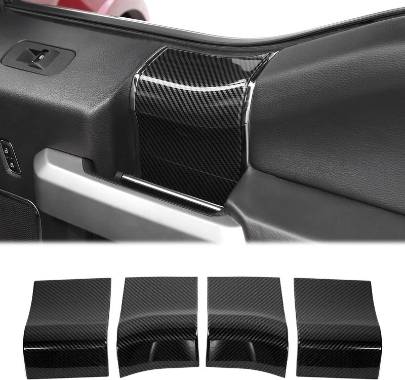 Hoolcar Interior Door Handle Panel Trim ABS Cover for 2015-2020 Ford F150 - Carbon Fiber - Image 1