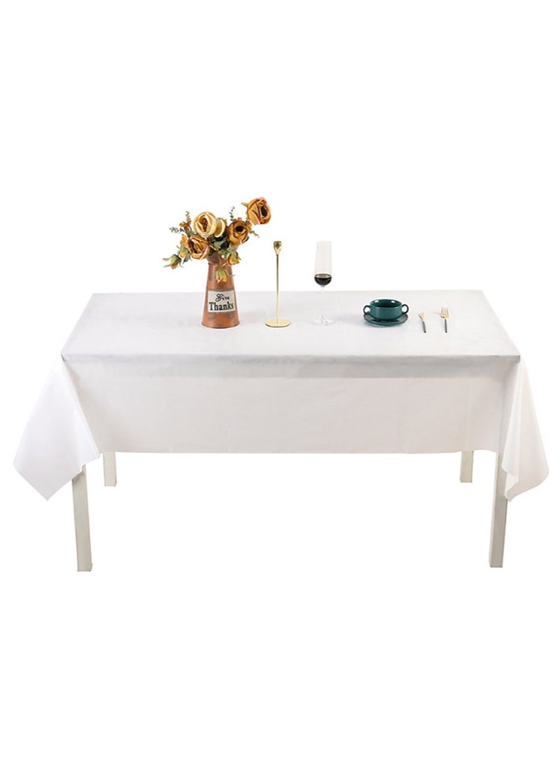4 Pcs Disposable Table Cloth , 137 x 274cm Table Cloths for Parties, Decorative Tablecloths for Rectangle Tables, White Plastic Table Cover, Leakproof and Sturdy - Image 4