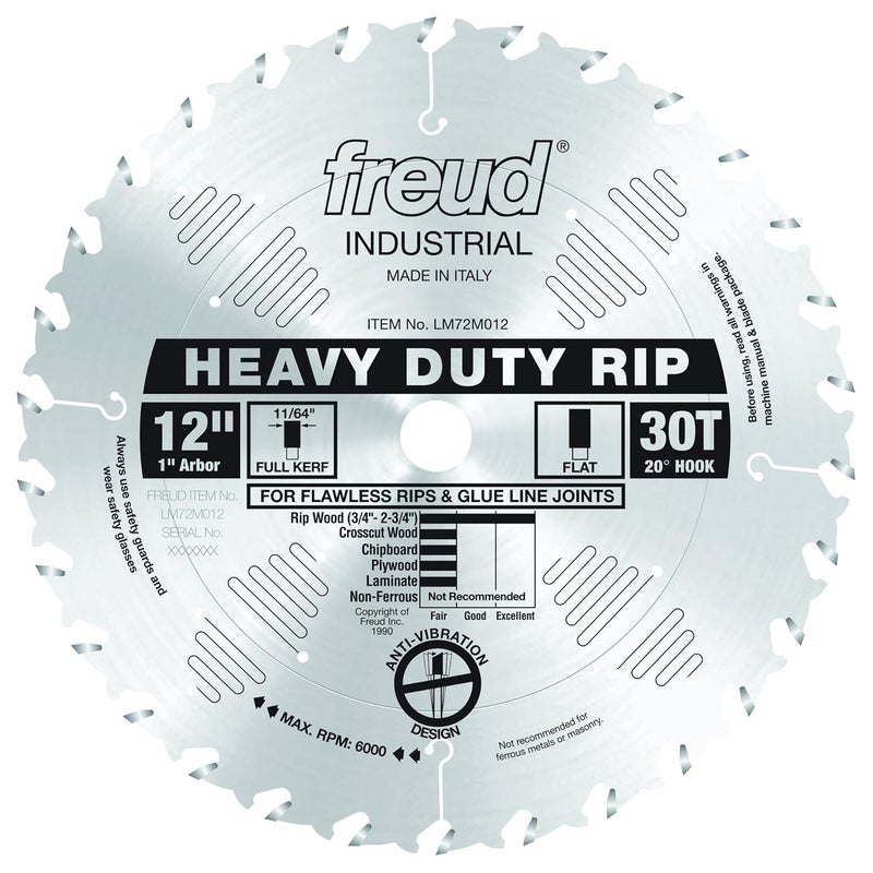 freud LM72M012: 12" x 30T Heavy-Duty Rip Blade - Image 1