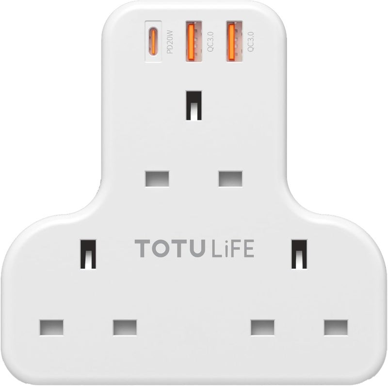 TOTULIFE Power Socket with PD 2-in-1 Cable 20W, White - Image 1