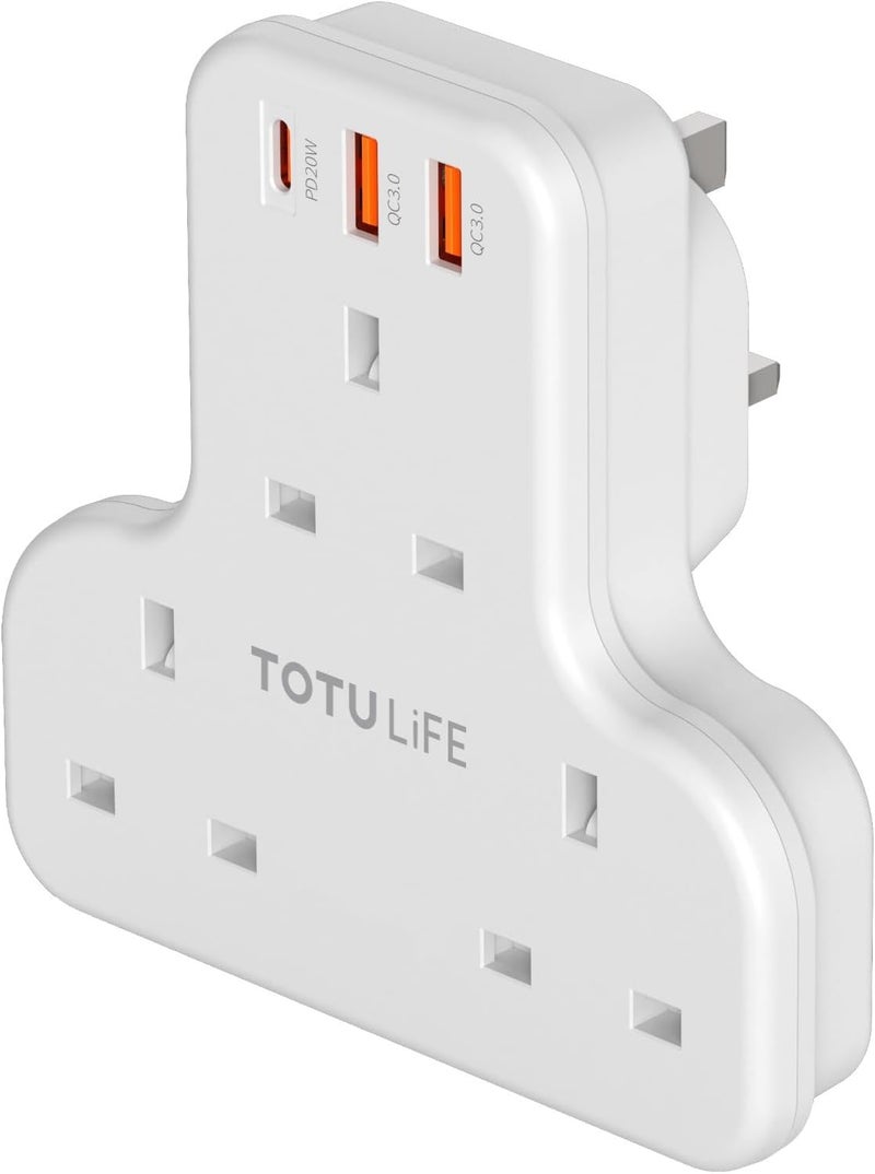 TOTULIFE Power Socket with PD 2-in-1 Cable 20W, White - Image 3