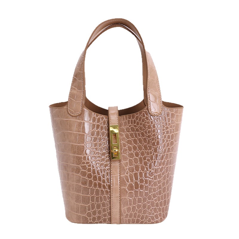 Fashion Crocodile Pattern Bucket Bag, Vintage Handbag for Women - Image 5